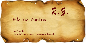 Rácz Zenina névjegykártya